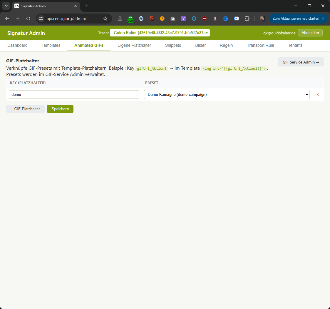 GIF-Platzhalter: animierte Banner mit Templates verknüpfen